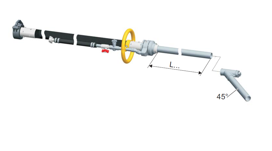 Converto System Feuerfest Ø 32 mm mit 1 m Lanze mit 45° Spritzdüse